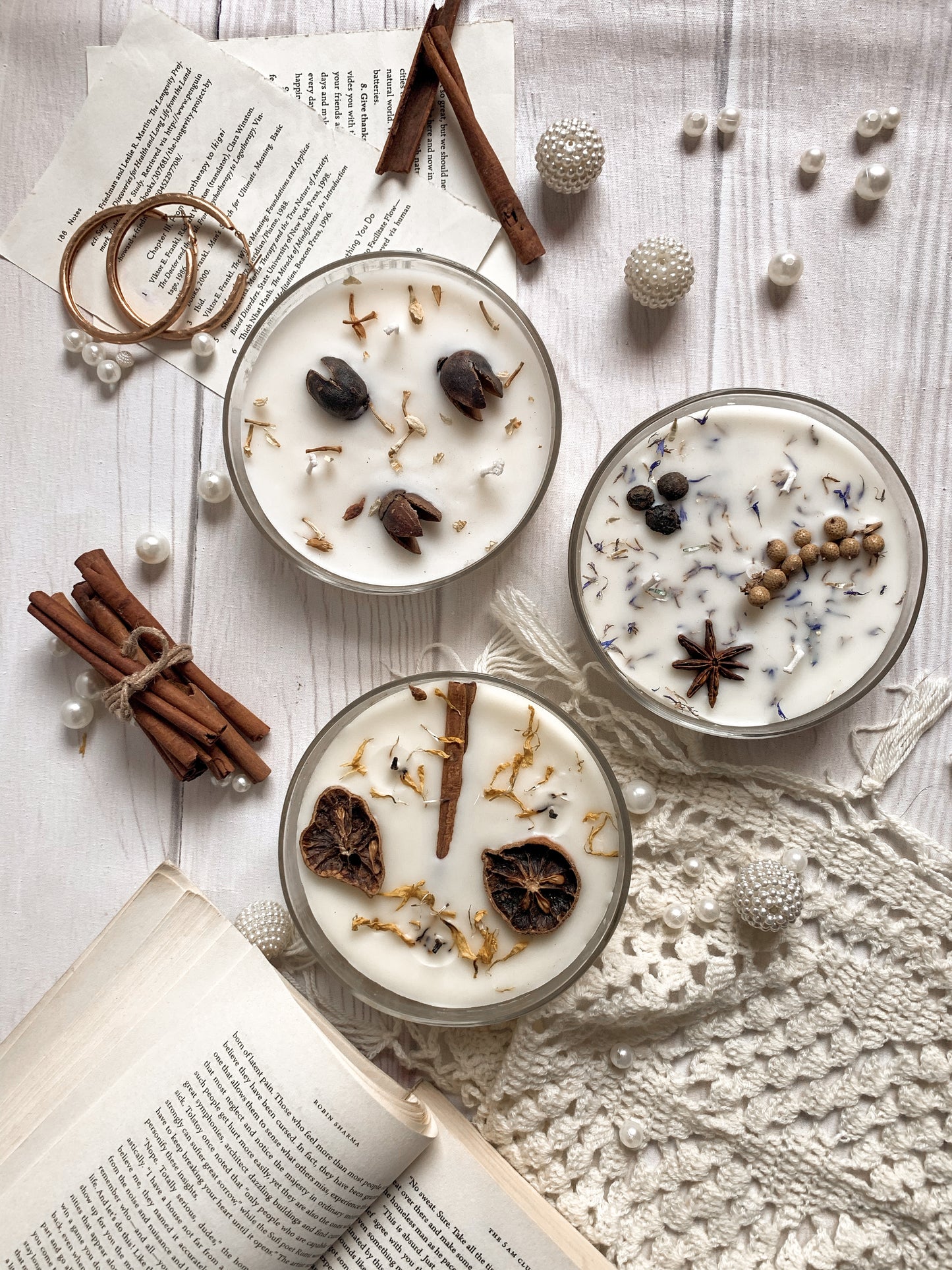 Vela Botánica 3 Mechas con Hierbas Reales (200g) - Aromaterapia Visual