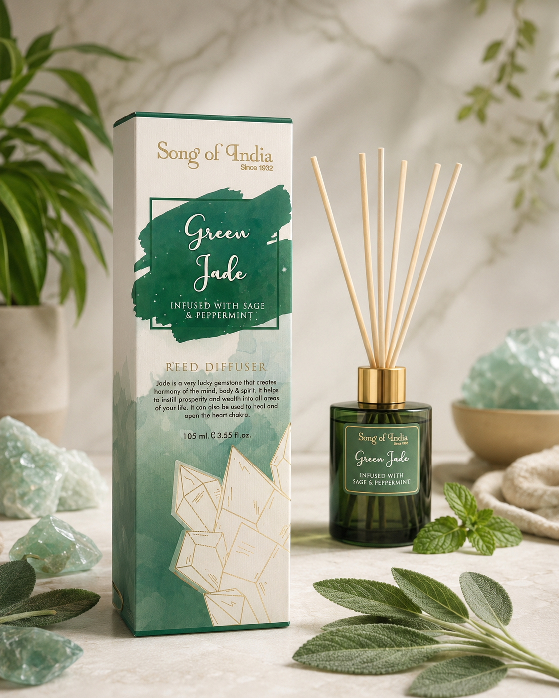 Difusor Healing Stones con Cristales Reales (105ml) | Aromaterapia Energética