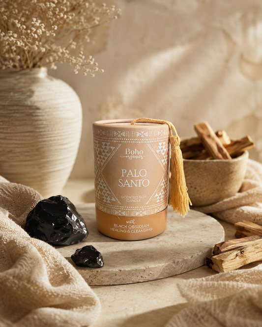 Vela Boho Organics con Gema Oculta y Empaque de Lujo