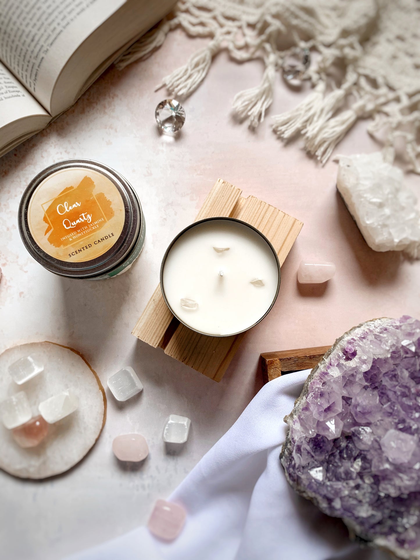 Vela Aromática 'Healing Stones' con Cristales Reales (80g)