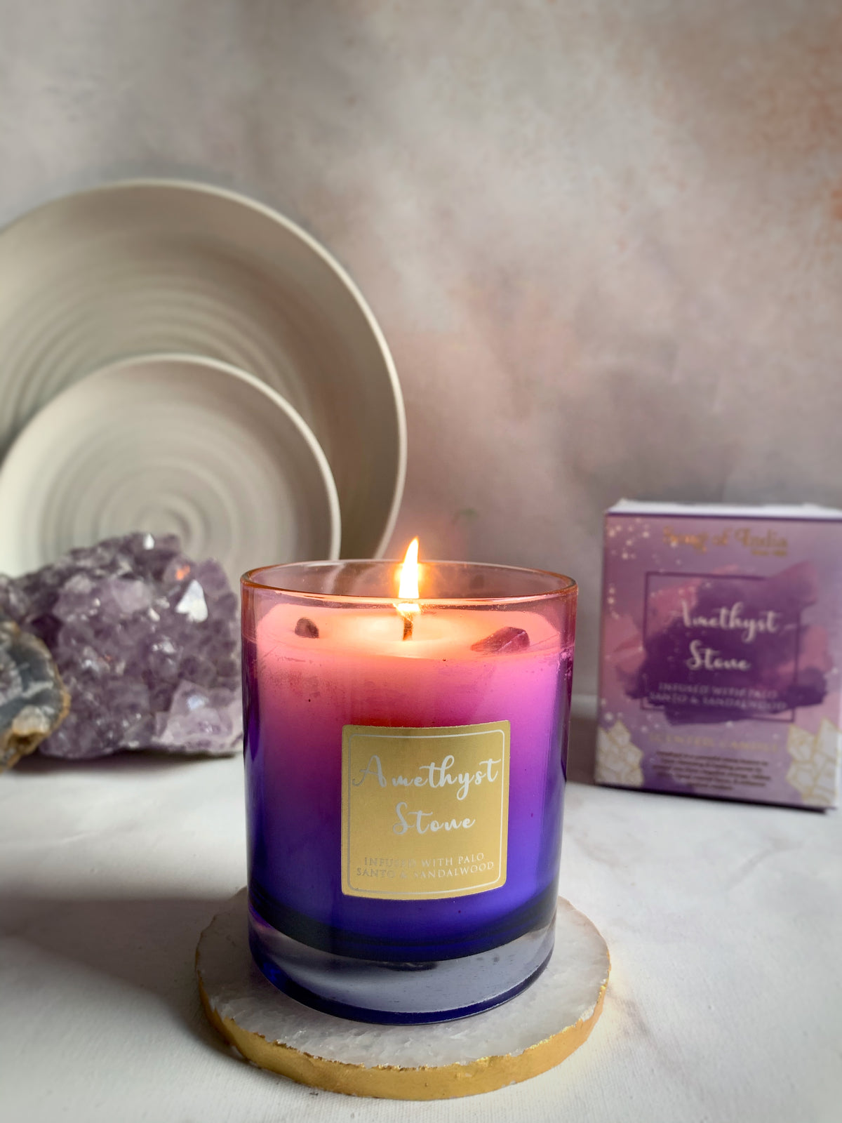 Vela Healing Stones con Cuarzos Reales (Frasco de Vidrio) – Gemoterapia & Alta Perfumería – foto 5