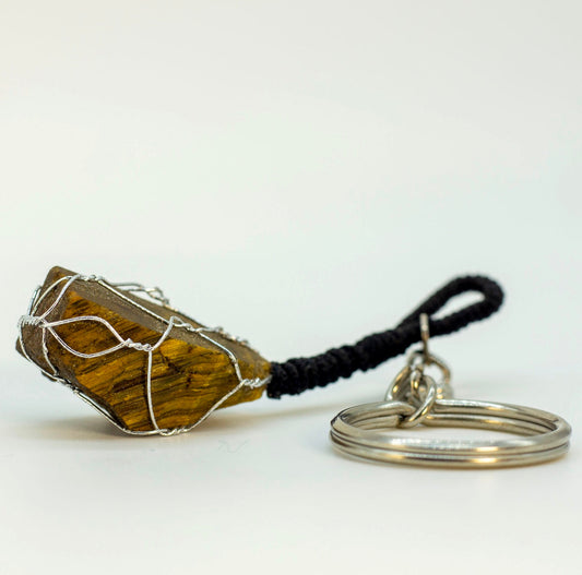Llavero de Piedra Natural Tiger Eye (Ojo de Tigre en Bruto) - Confianza & Coraje – foto 2