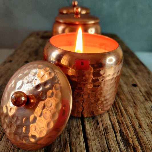Set de Regalo Ayurveda: Trío de Velas en Cobre - Cera de Soja & Coco (Edición Lujo)