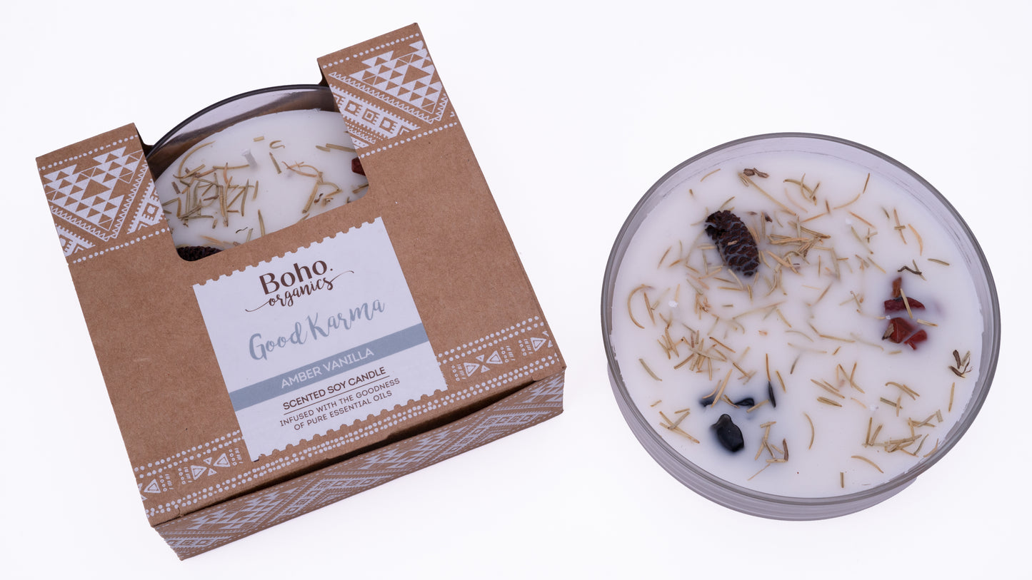 Vela Bowl 3 Mechas con Hierbas Secas (Smudge) | Boho Botanist