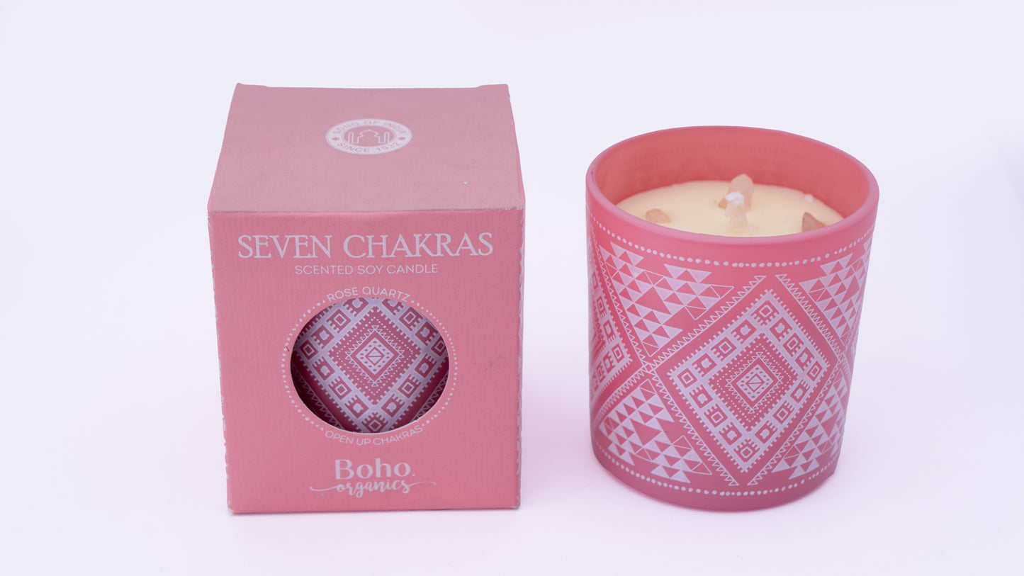 Vela Pequeña con Chips de Cuarzo | Boho Organics 120g