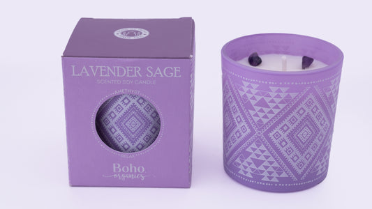 Vela Pequeña con Chips de Cuarzo | Boho Organics 120g