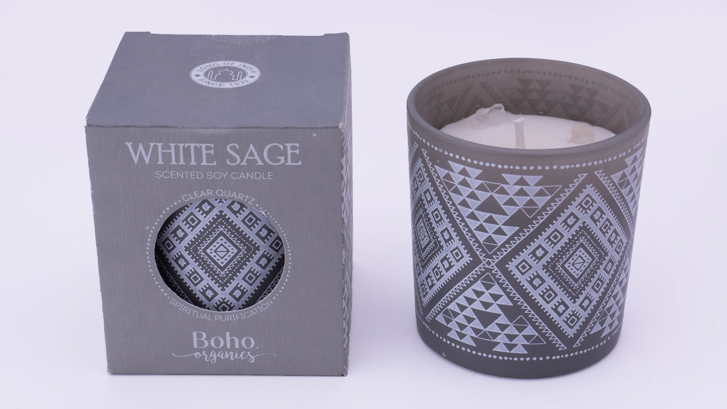 Vela Pequeña con Chips de Cuarzo | Boho Organics 120g