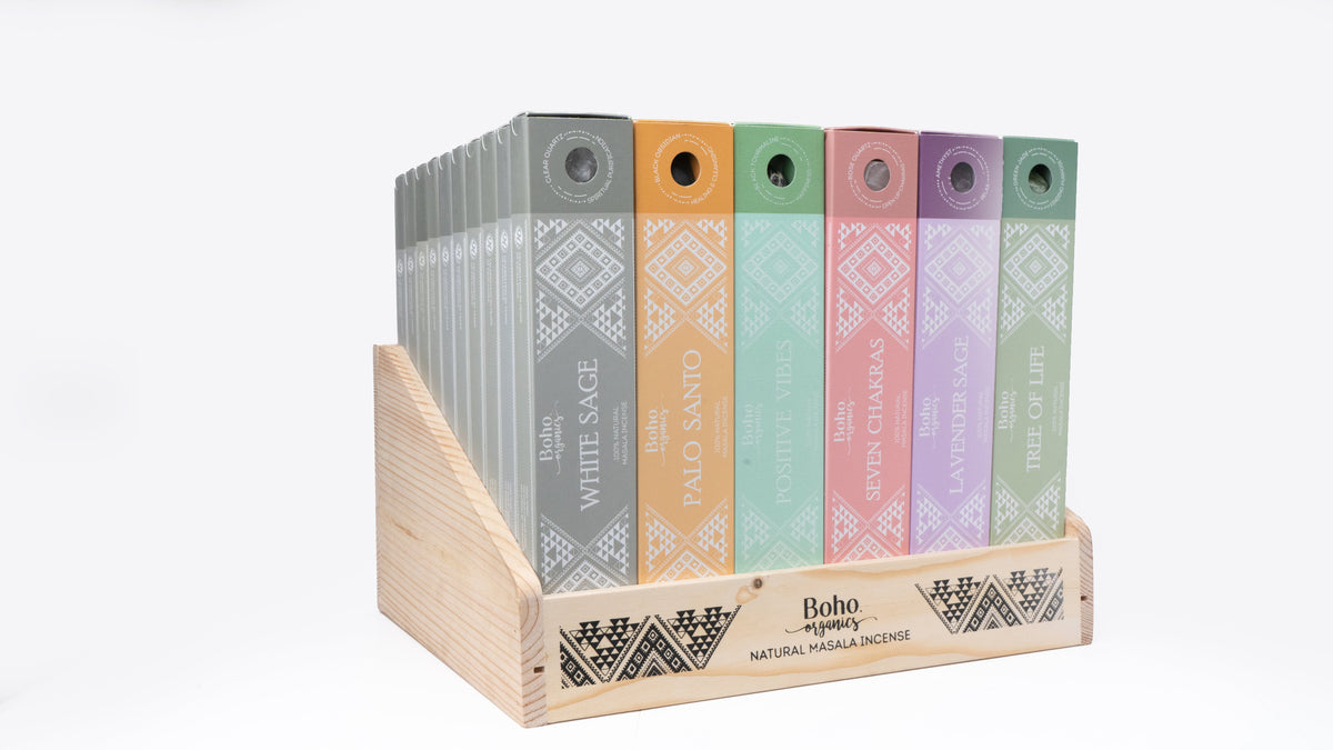 Incienso Boho Organics + Piedra Natural (Pack Mayorista 24 cajas) — Samaná Costa Rica