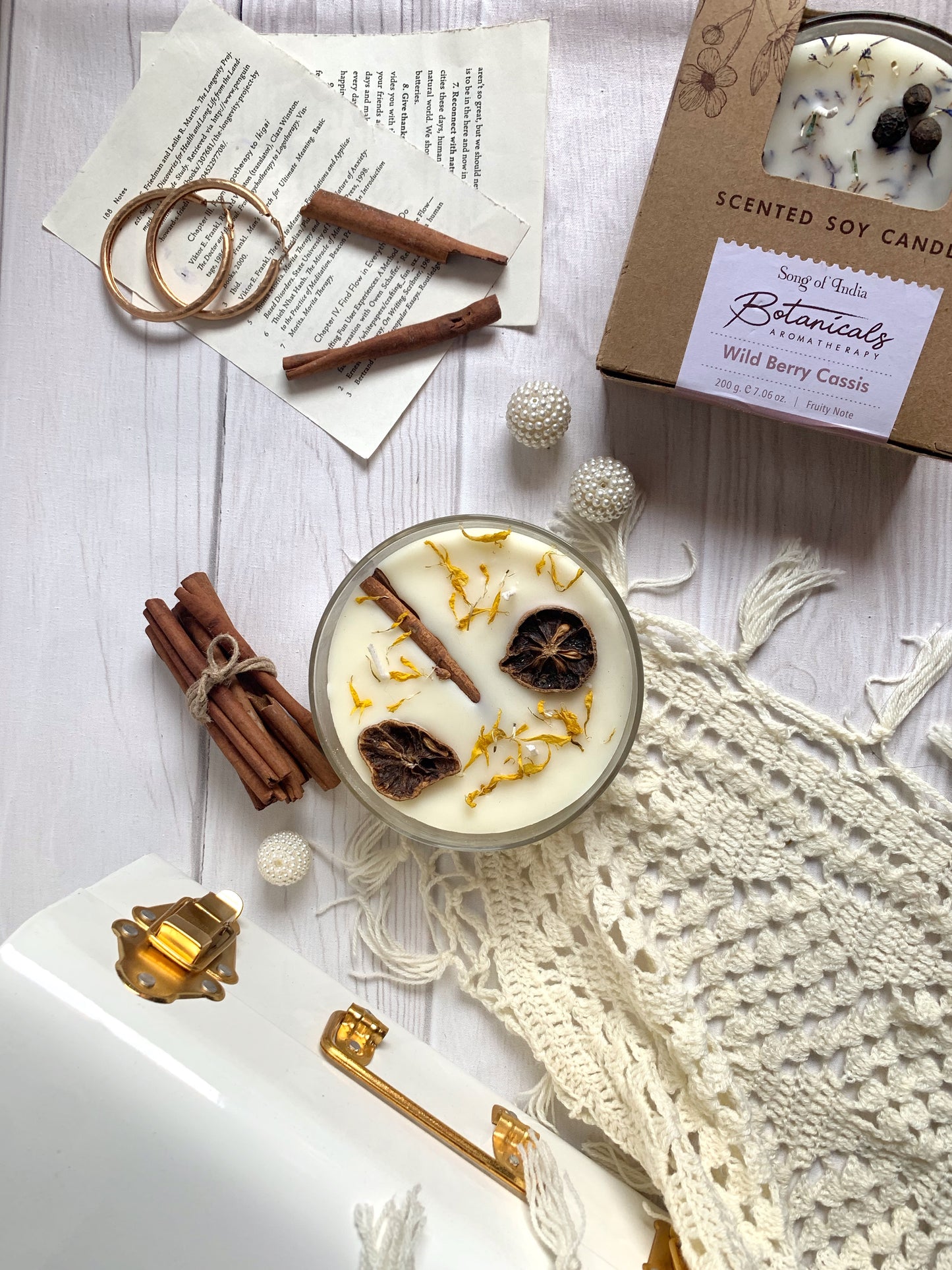 Vela Botánica 3 Mechas con Hierbas Reales (200g) - Aromaterapia Visual