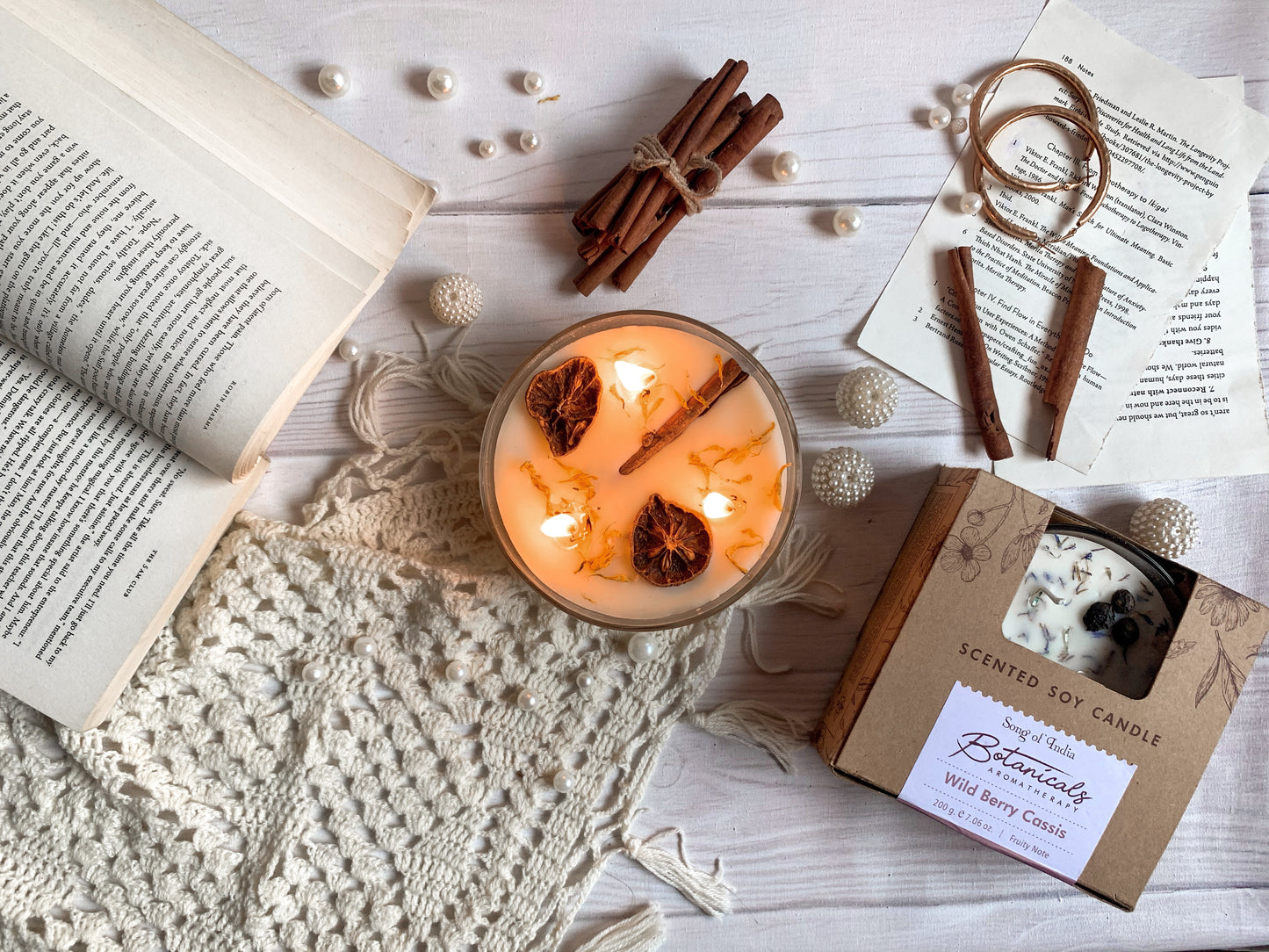 Vela Botánica 3 Mechas con Hierbas Reales (200g) - Aromaterapia Visual