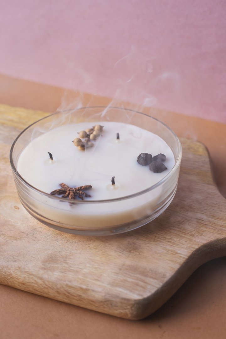 Vela Botánica 3 Mechas con Hierbas Reales (200g) - Aromaterapia Visual