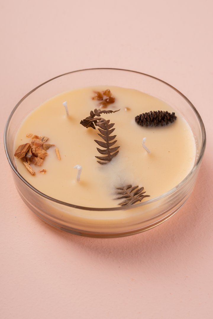 Vela Botánica 3 Mechas con Hierbas Reales (200g) - Aromaterapia Visual