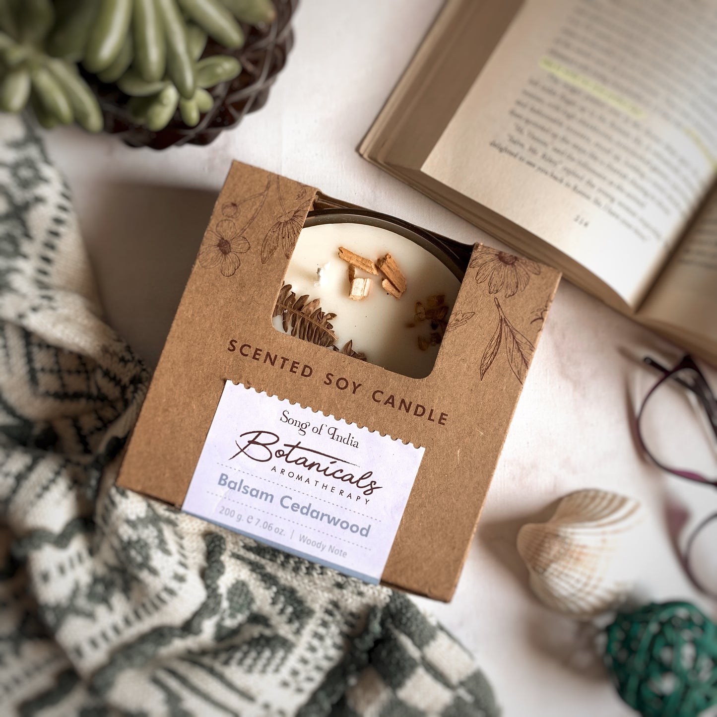 Vela Botánica 3 Mechas con Hierbas Reales (200g) - Aromaterapia Visual