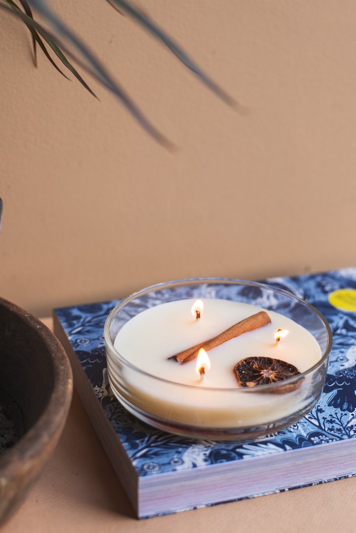 Vela Botánica 3 Mechas con Hierbas Reales (200g) - Aromaterapia Visual