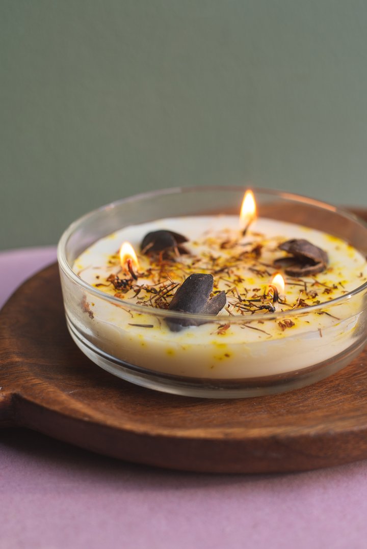 Vela Botánica 3 Mechas con Hierbas Reales (200g) - Aromaterapia Visual