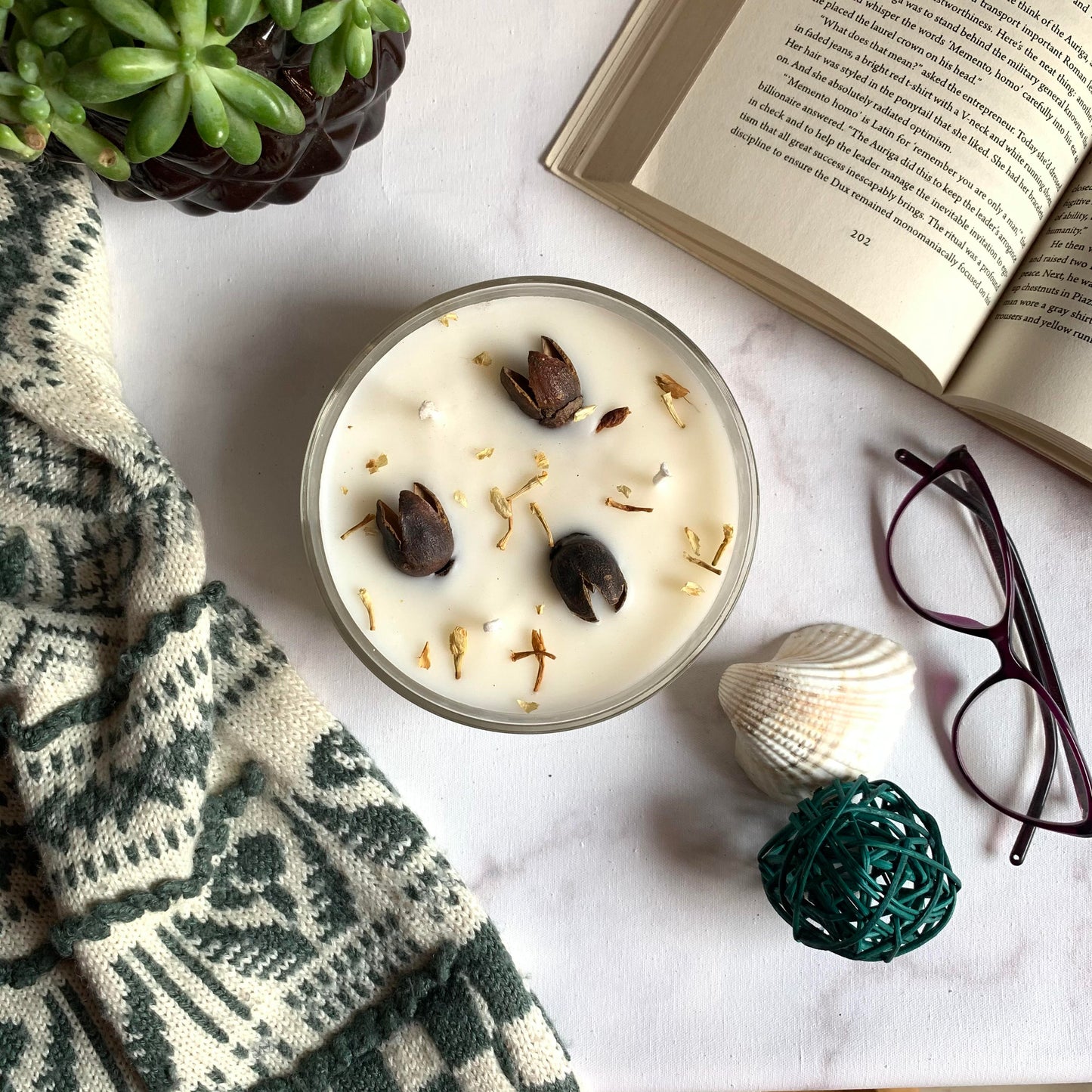 Vela Botánica 3 Mechas con Hierbas Reales (200g) - Aromaterapia Visual