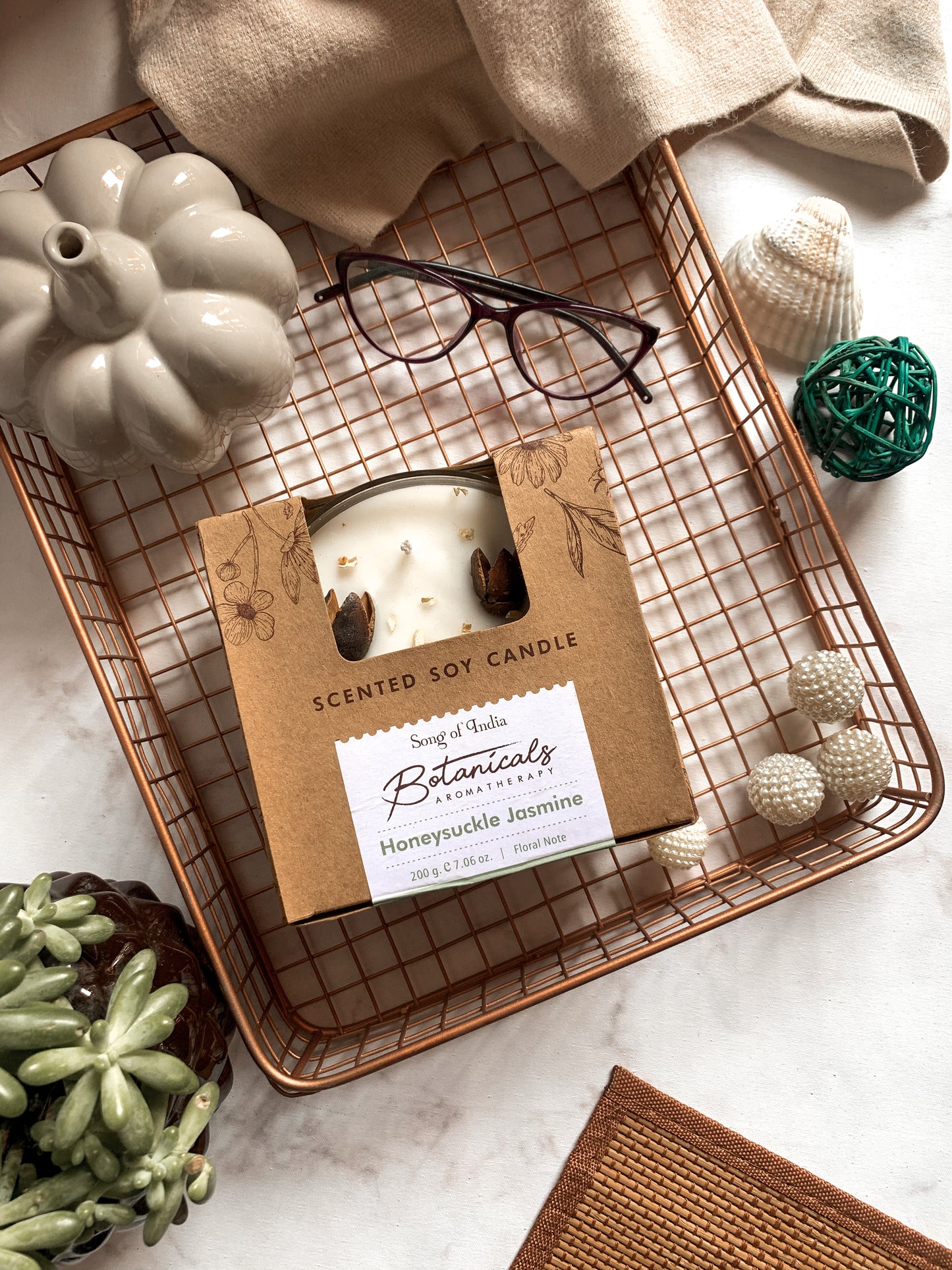 Vela Botánica 3 Mechas con Hierbas Reales (200g) - Aromaterapia Visual