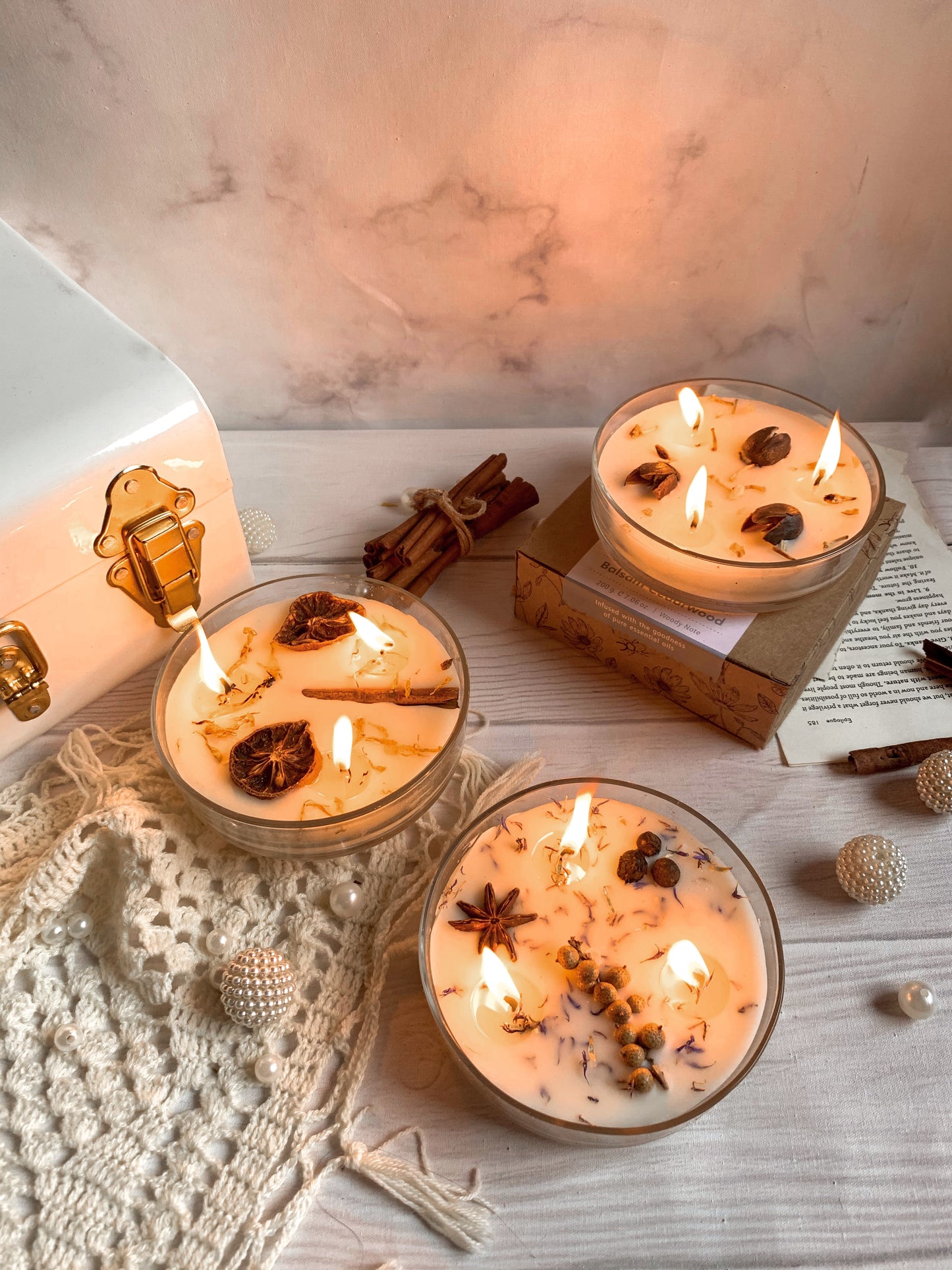 Vela Botánica 3 Mechas con Hierbas Reales (200g) - Aromaterapia Visual