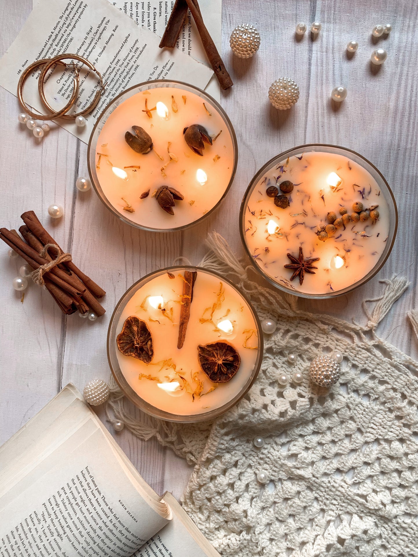 Vela Botánica 3 Mechas con Hierbas Reales (200g) - Aromaterapia Visual