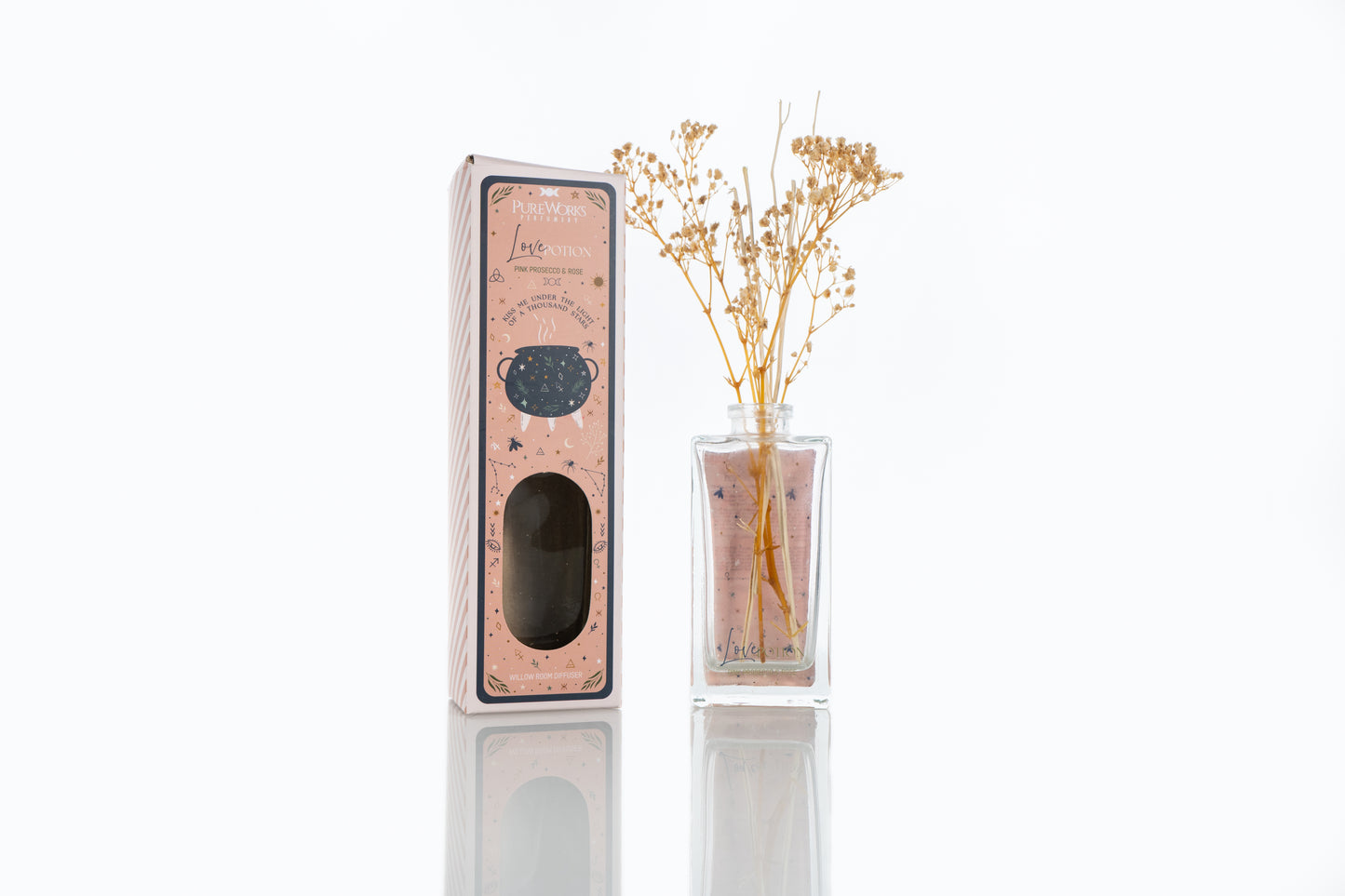 Difusor Magia Celestial (150ml) Con Varillas de Sauce y Flores Secas