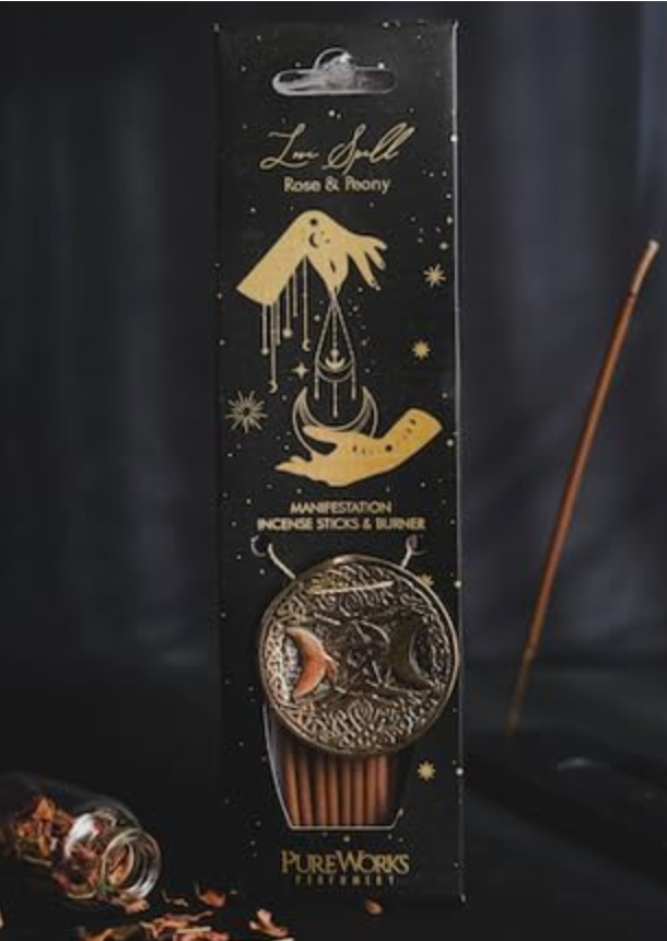 Incienso Esotérico con Quemador de Metal Luna Creciente | Kit Ritual