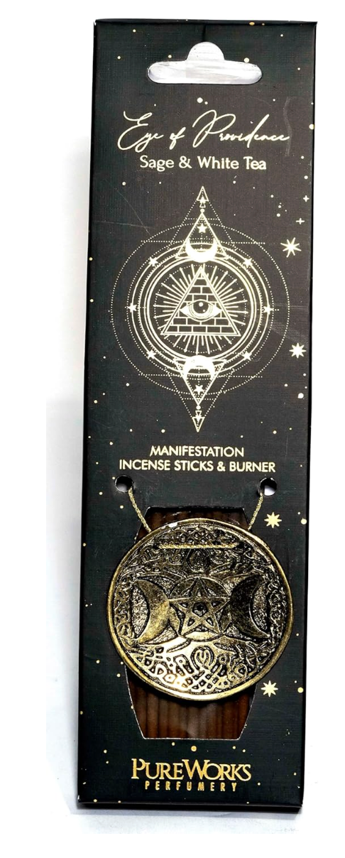 Incienso Esotérico con Quemador de Metal Luna Creciente | Kit Ritual