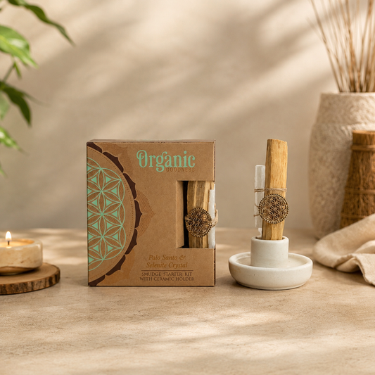 Kit de Limpieza Energética con Selenita, Palo Santo & Flor de la Vida | Smudge Kit