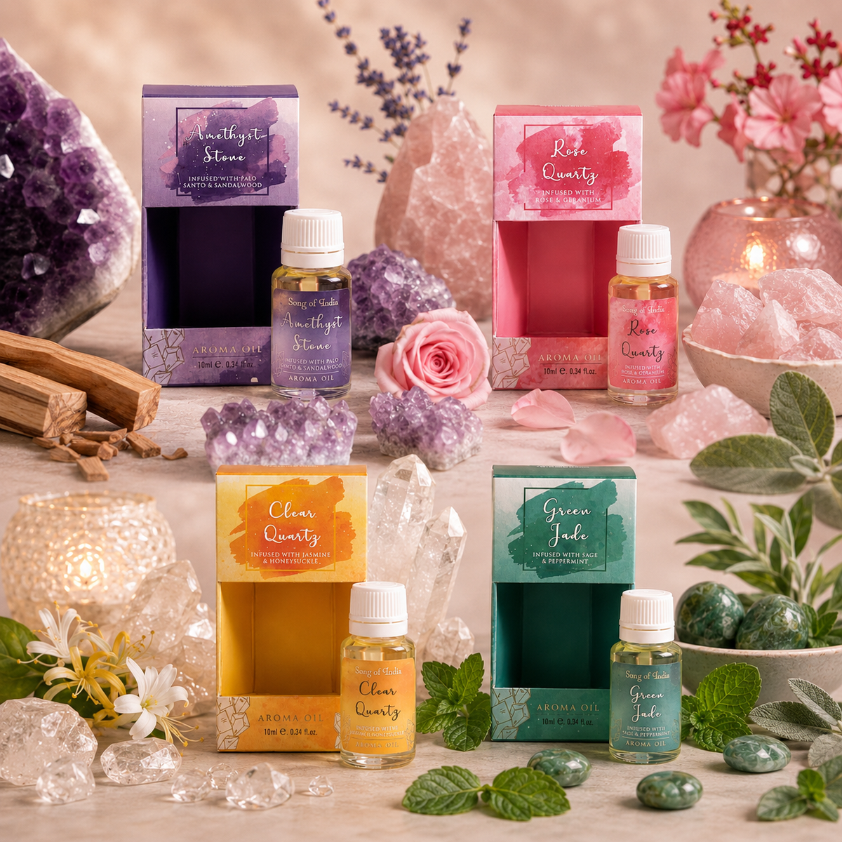 Pack Mayorista de 8 Aceites Aromáticos Healing Stones de 10 ml — Samaná Costa Rica