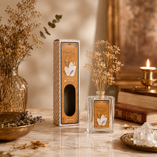 Difusor Magia Celestial (150ml) Con Varillas de Sauce y Flores Secas