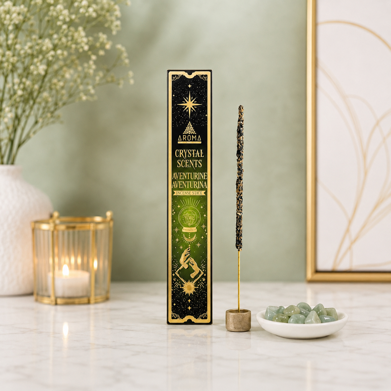 Set Crystal Scents: Incienso Premium + 5 Piedras Semipreciosas