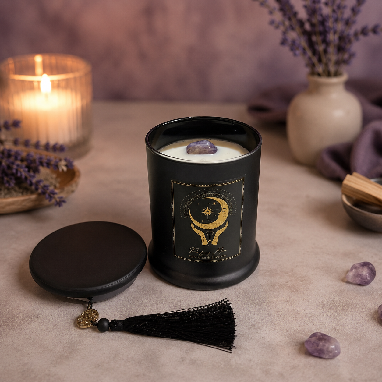 Vela Black Magic con Gema Oculta (300g) | Gran Formato | Manifestación & Protección