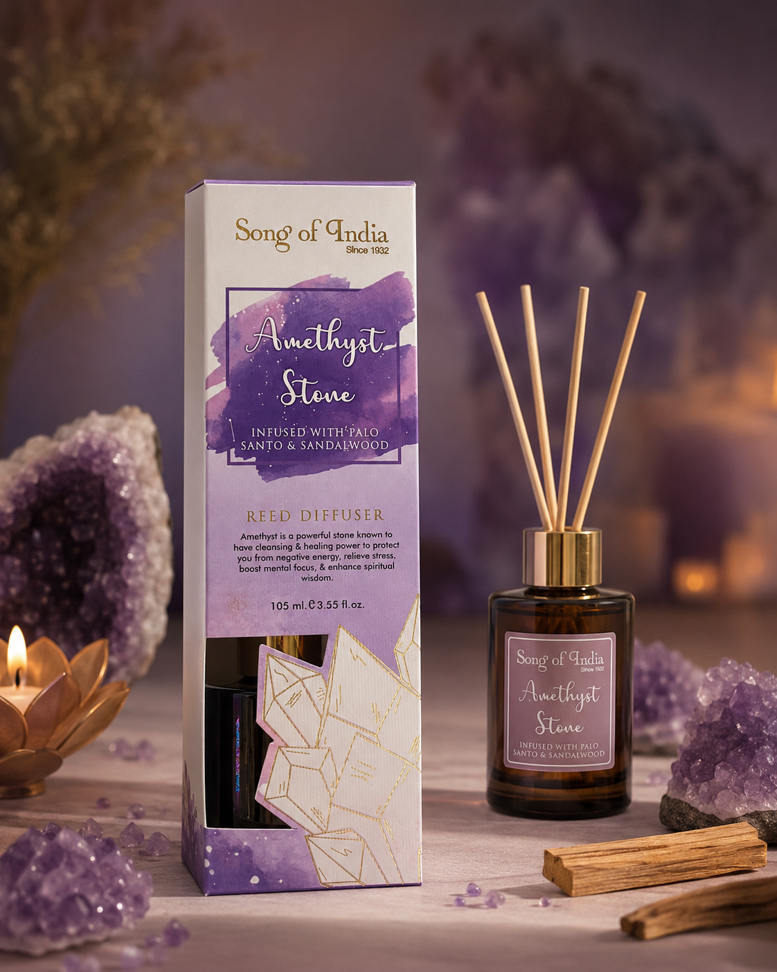 Difusor Healing Stones con Cristales Reales (105ml) | Aromaterapia Energética