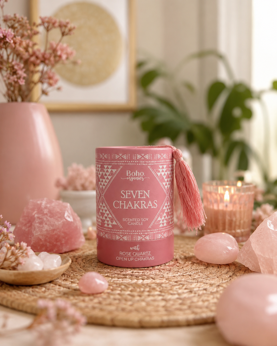 Vela Boho Organics con Gema Oculta y Empaque de Lujo