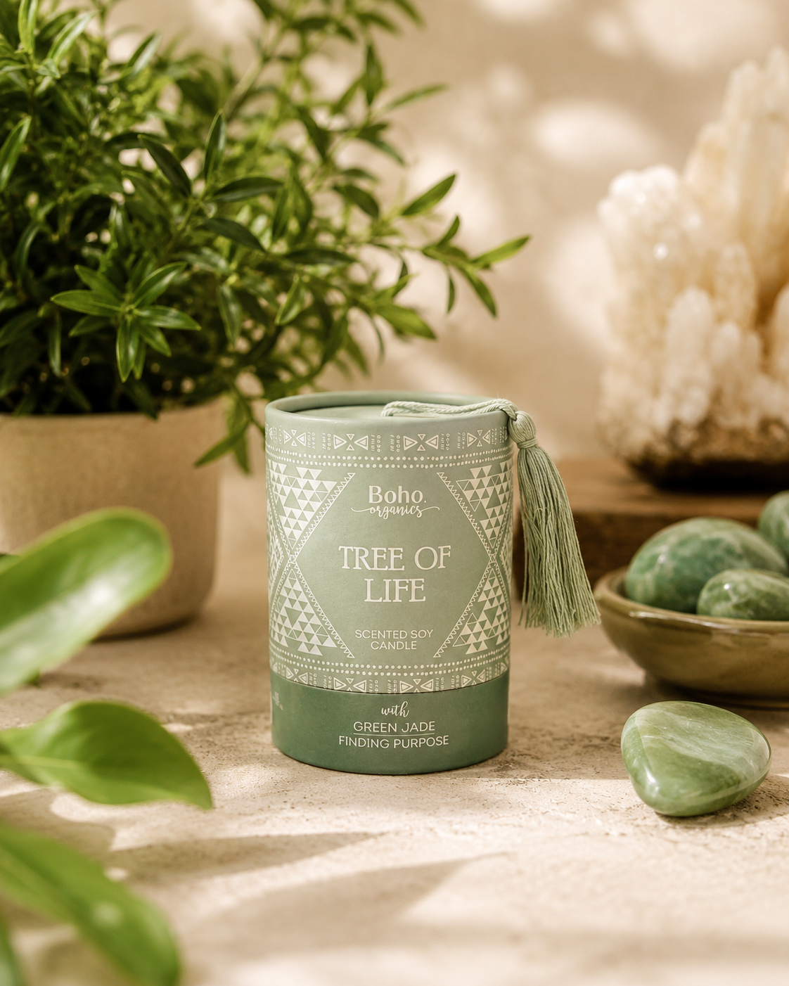 Vela Boho Organics con Gema Oculta y Empaque de Lujo
