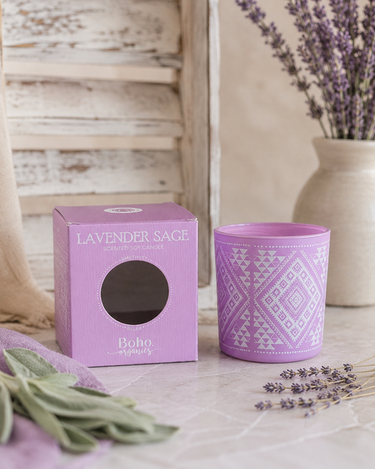 Vela Pequeña con Chips de Cuarzo | Boho Organics 120g