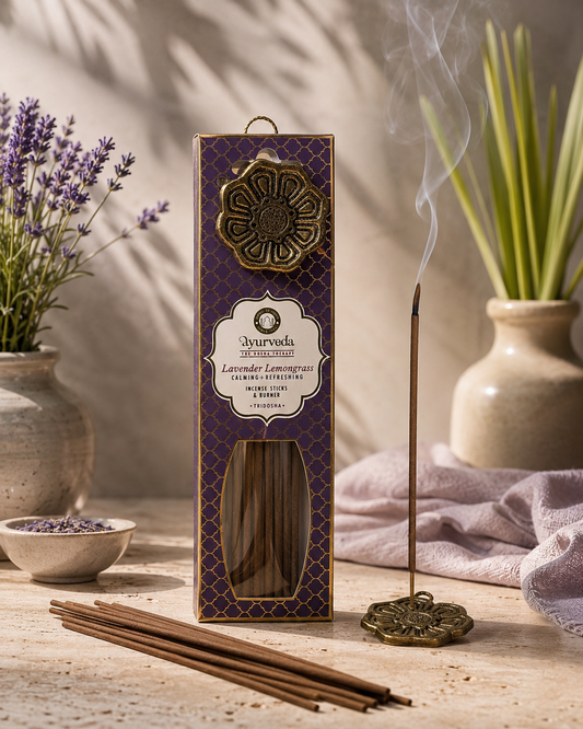 Incienso Ayurveda con Quemador de Metal | Balance de Doshas