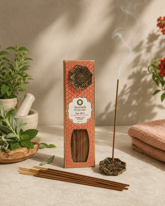 Incienso Ayurveda con Quemador de Metal | Balance de Doshas