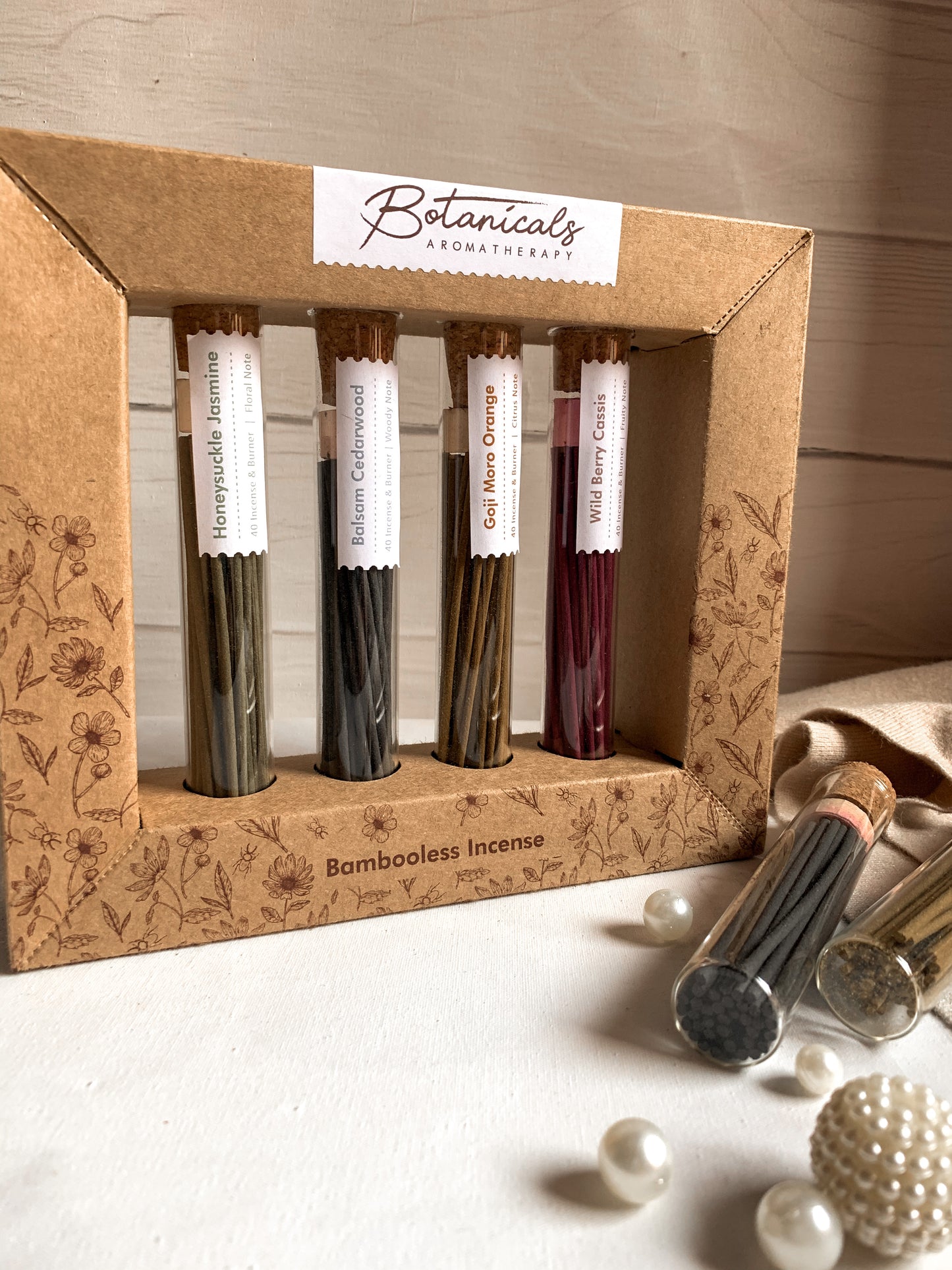Set de Incienso Puro Sin Bambú (4 Aromas) con Quemador | Regalo de Lujo