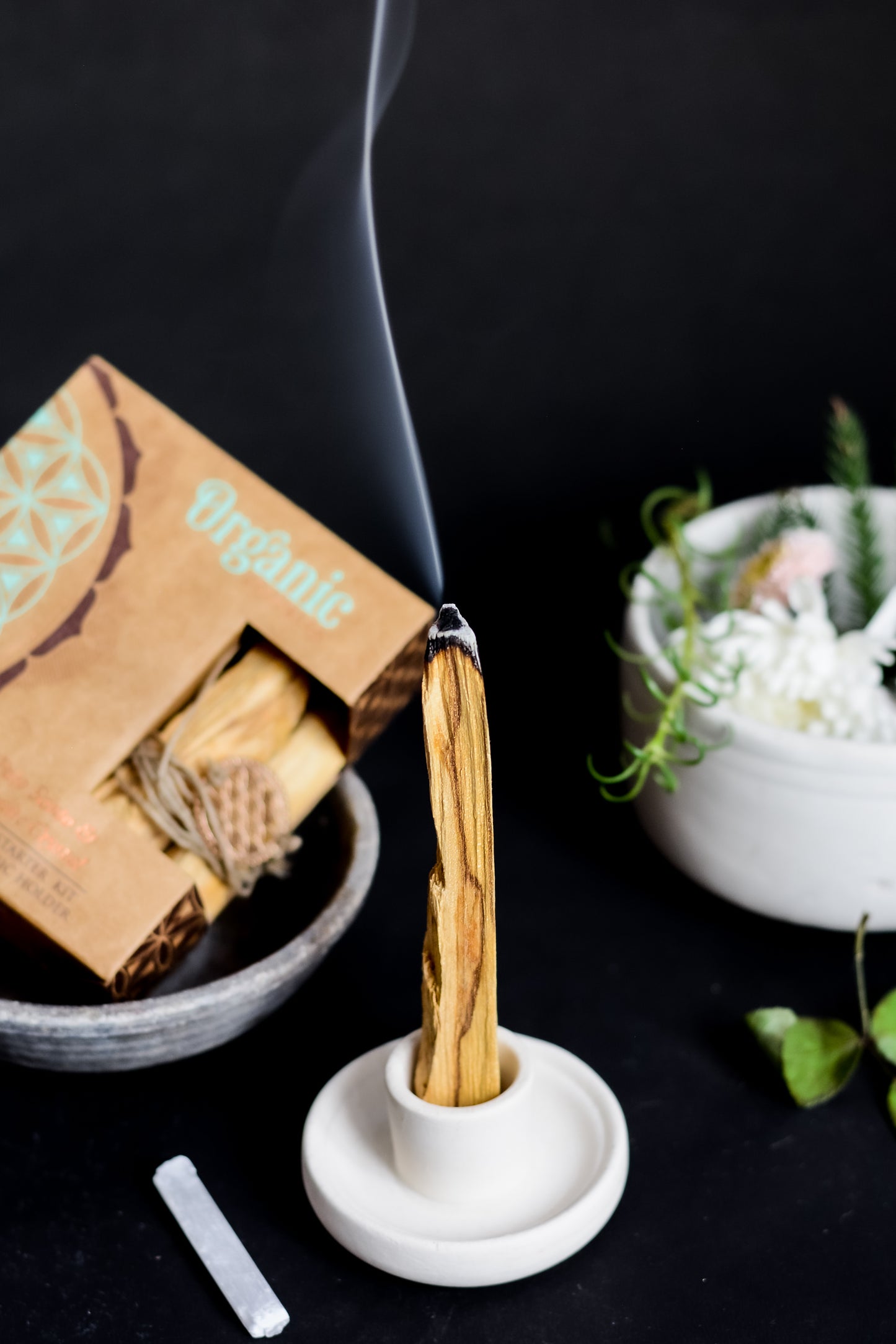 Kit de Limpieza Energética con Selenita, Palo Santo & Flor de la Vida | Smudge Kit