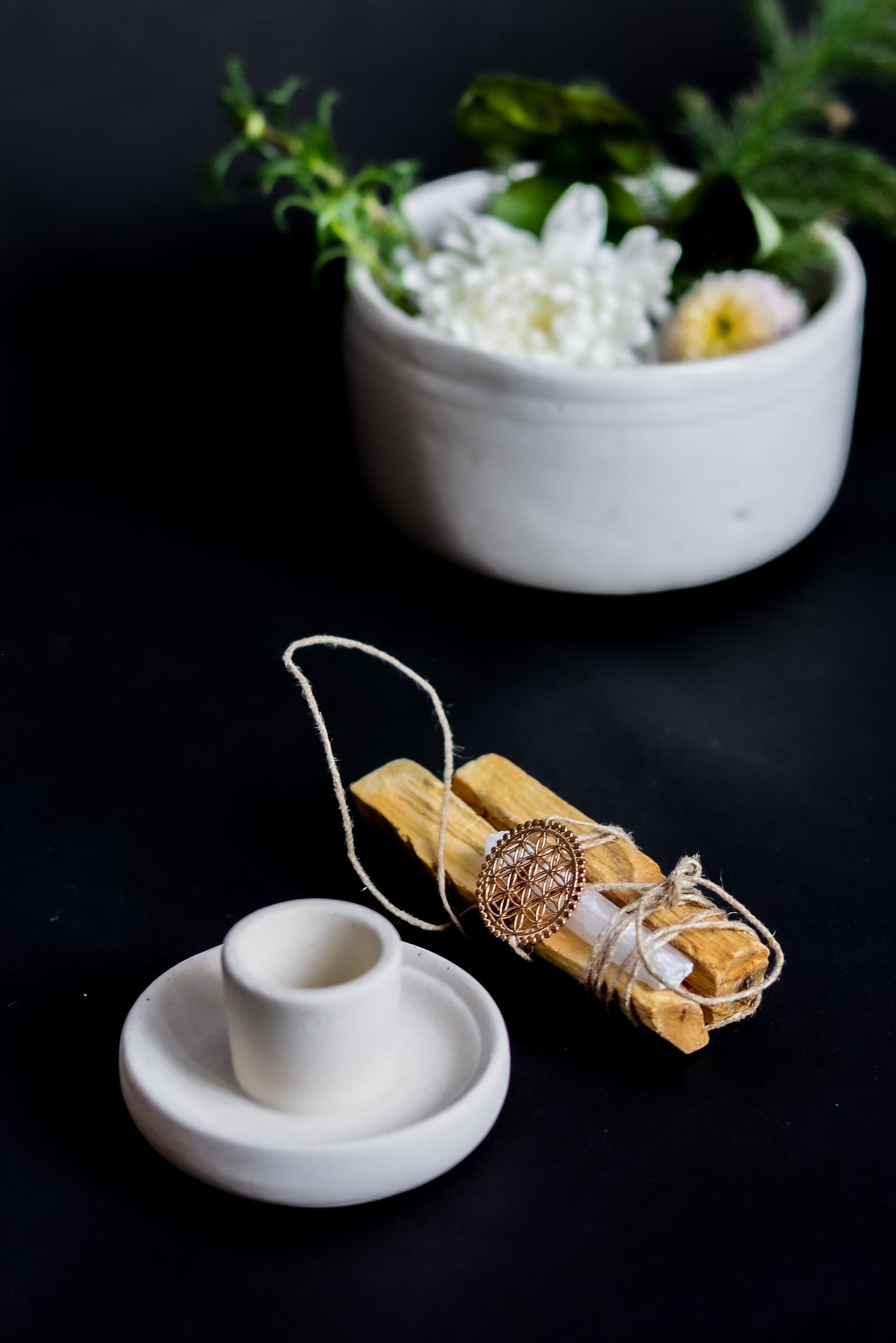 Kit de Limpieza Energética con Selenita, Palo Santo & Flor de la Vida | Smudge Kit