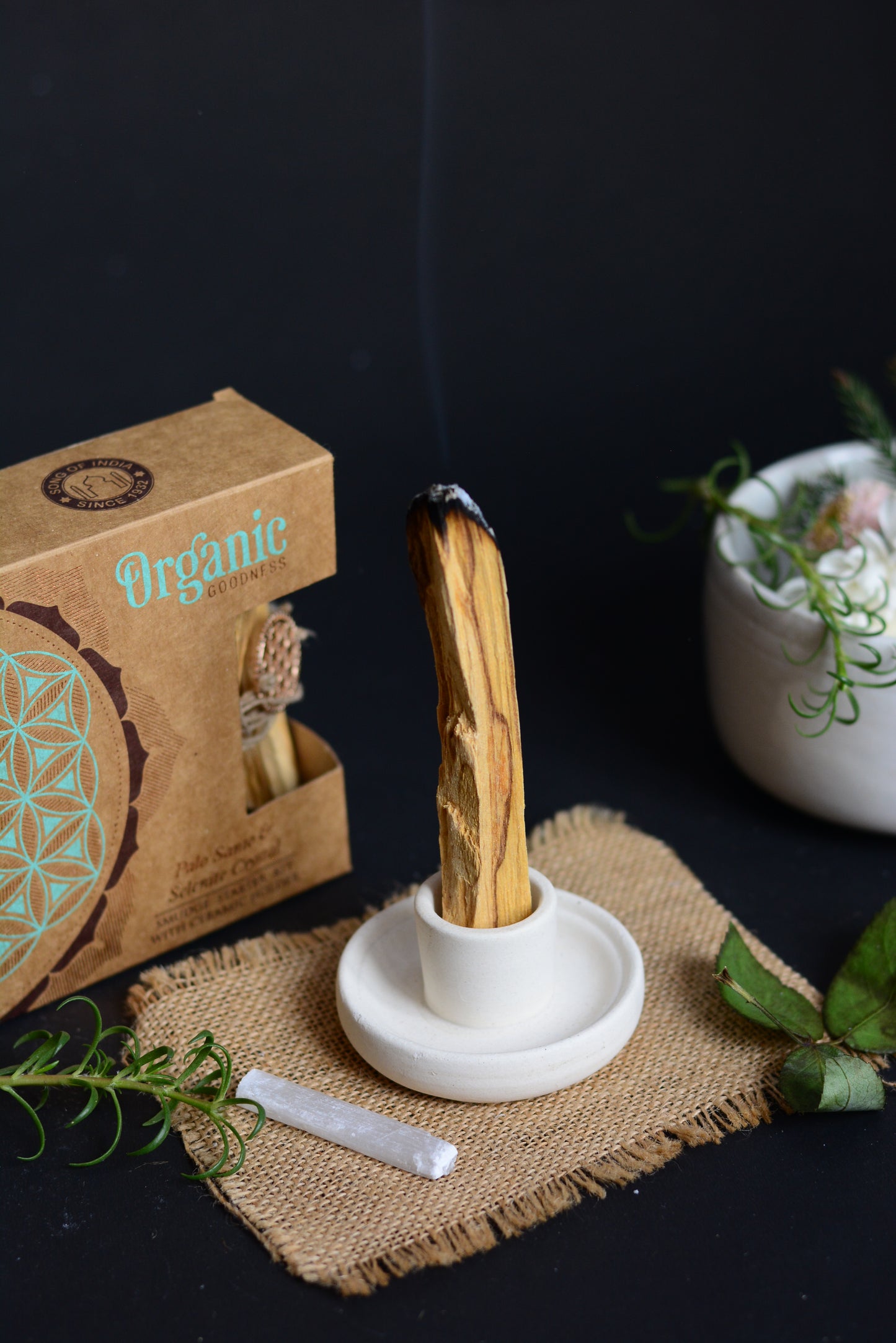 Kit de Limpieza Energética con Selenita, Palo Santo & Flor de la Vida | Smudge Kit