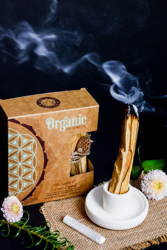 Kit de Limpieza Energética con Selenita, Palo Santo & Flor de la Vida | Smudge Kit