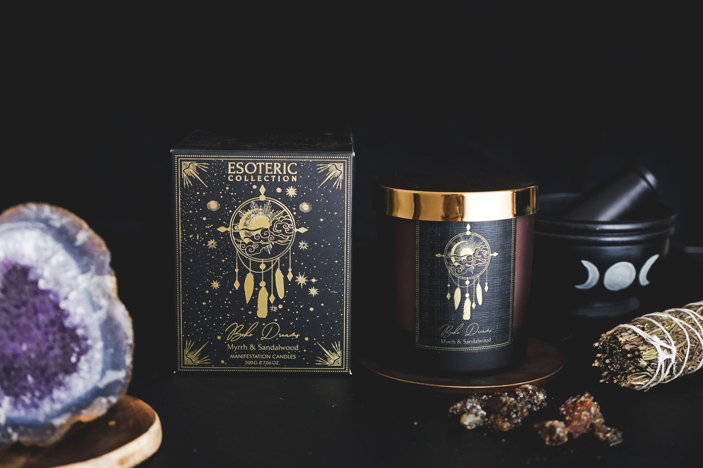 Vela de Manifestación con Cristal Real (50 Horas) - Colección Esotérica