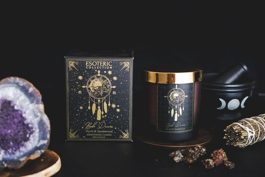 Vela de Manifestación con Cristal Real (50 Horas) - Colección Esotérica