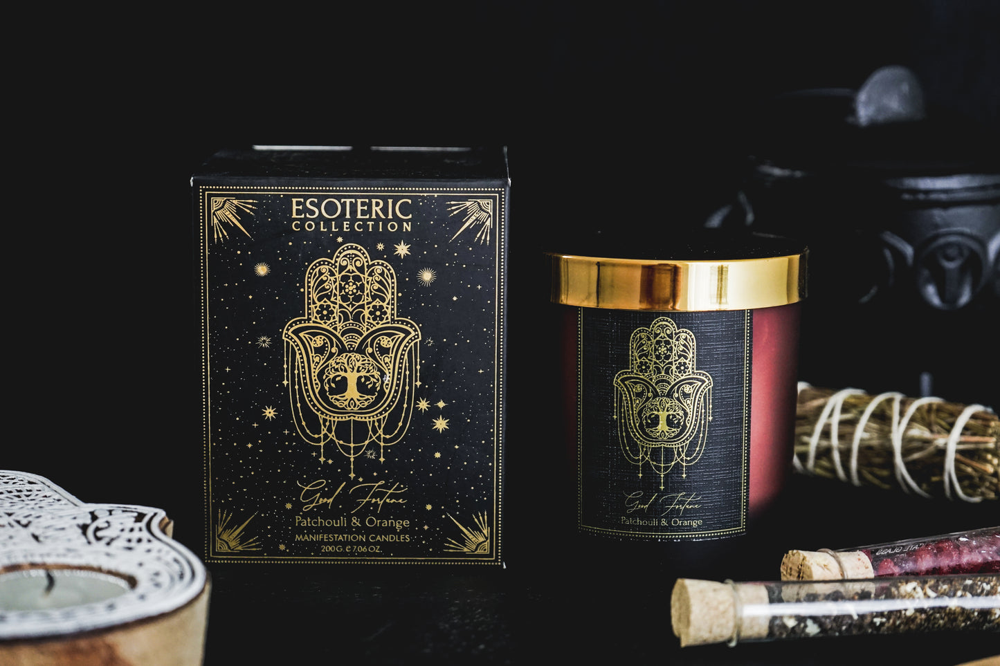 Vela de Manifestación con Cristal Real (50 Horas) - Colección Esotérica