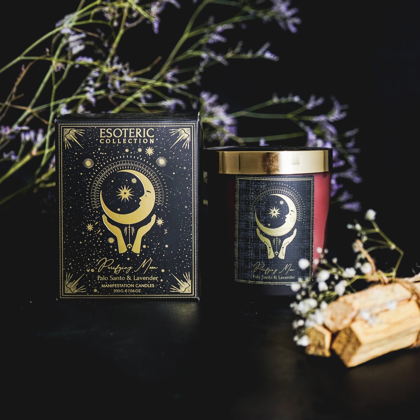 Vela de Manifestación con Cristal Real (50 Horas) - Colección Esotérica