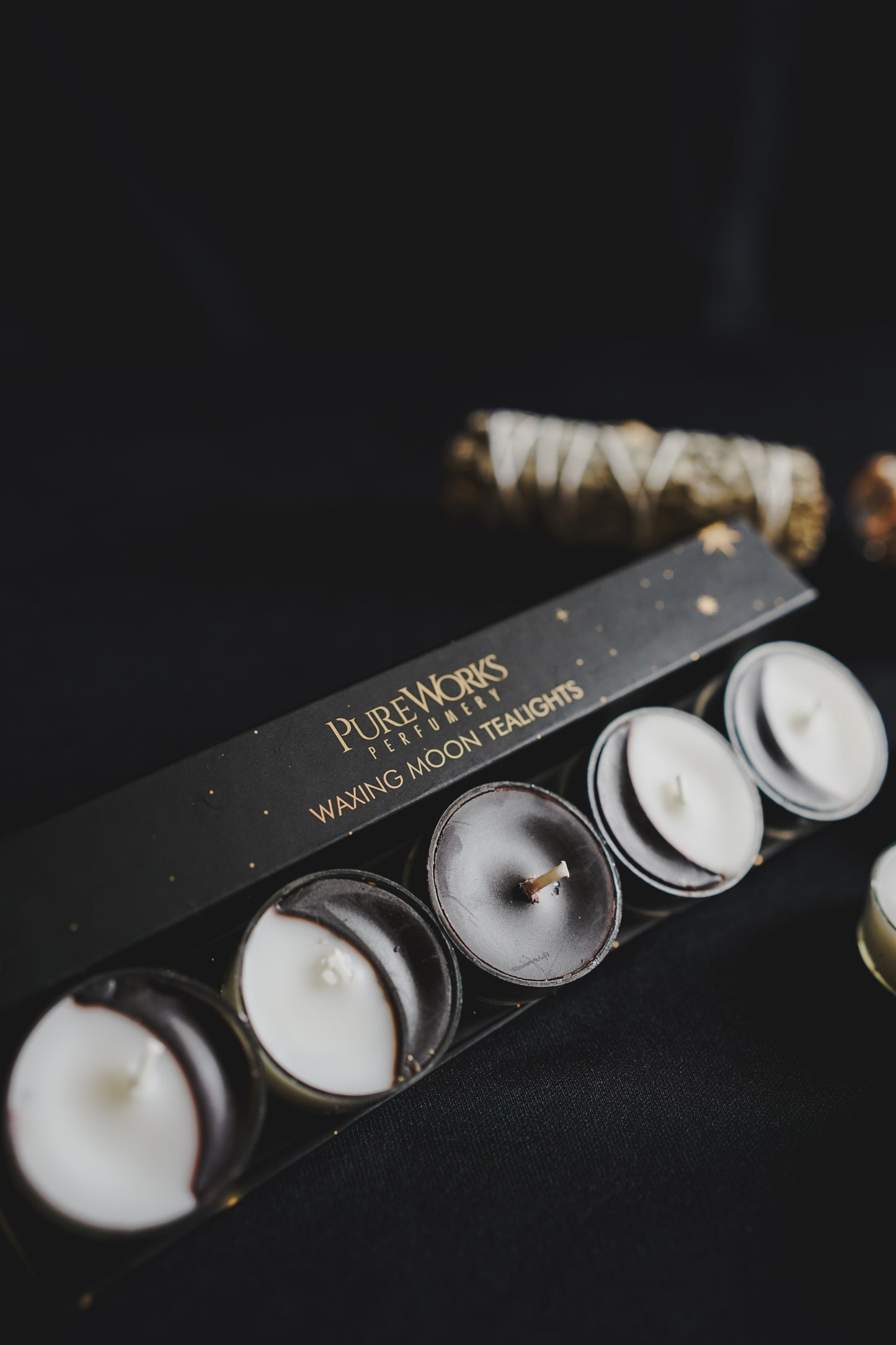 Pack 5 Velas 'Moon Phases' - Ritual de Fases Lunares (Tea Lights)