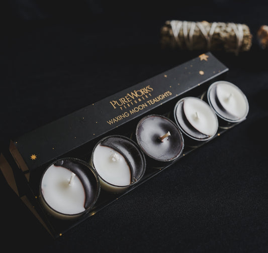 Pack 5 Velas 'Moon Phases' - Ritual de Fases Lunares (Tea Lights)