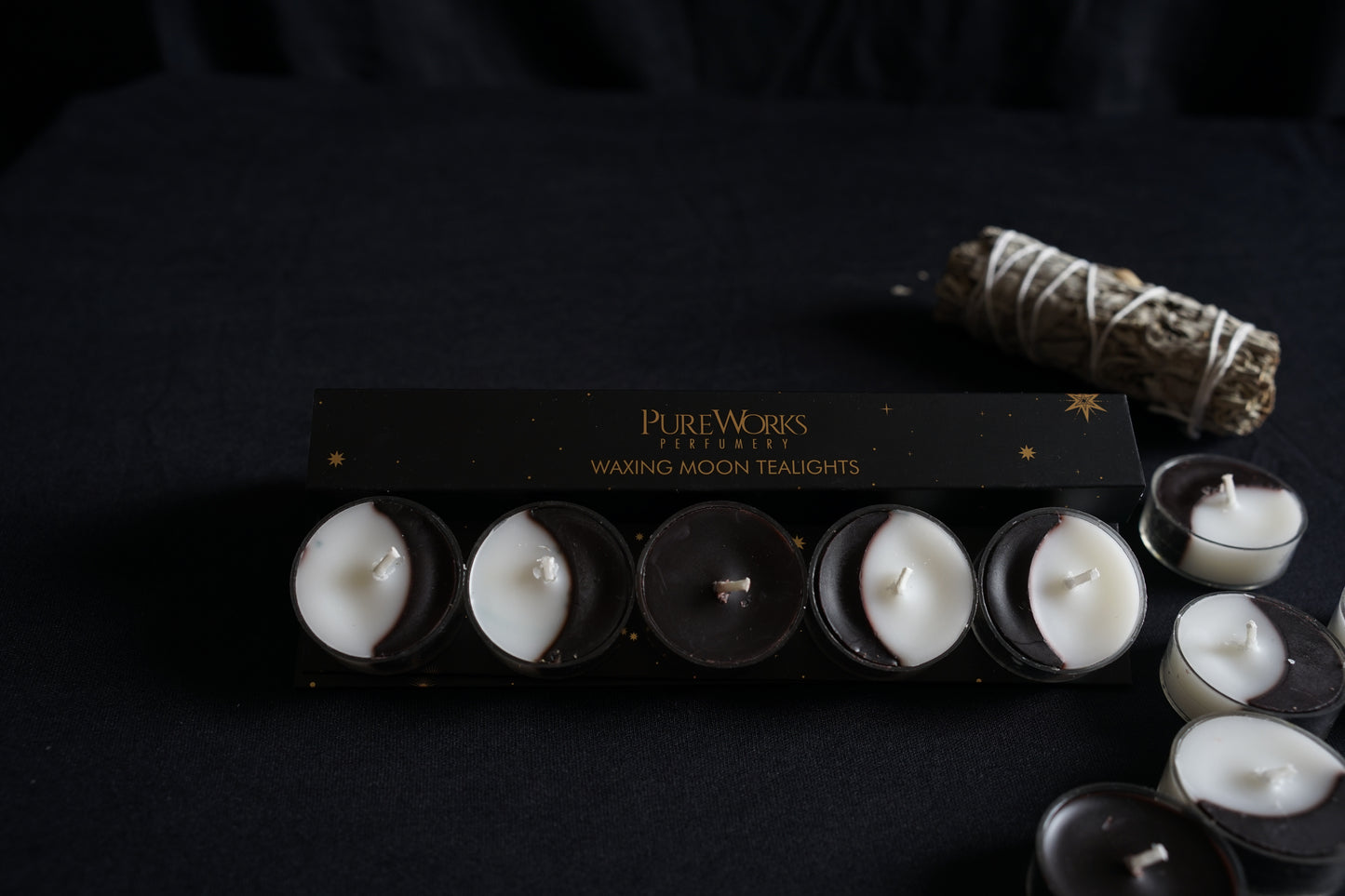 Pack 5 Velas 'Moon Phases' - Ritual de Fases Lunares (Tea Lights)