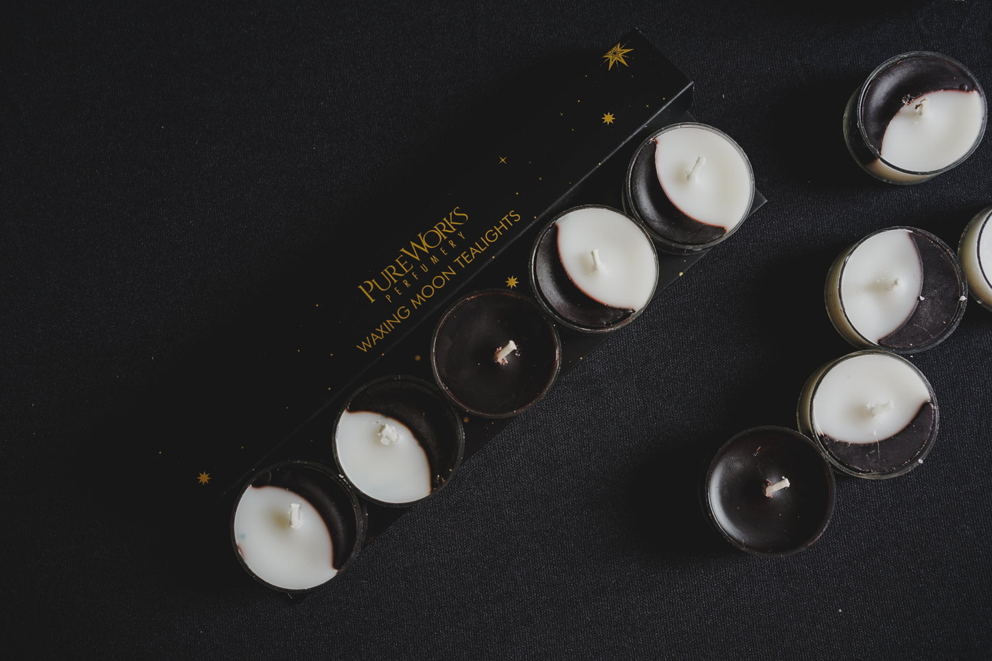 Pack 5 Velas 'Moon Phases' - Ritual de Fases Lunares (Tea Lights)